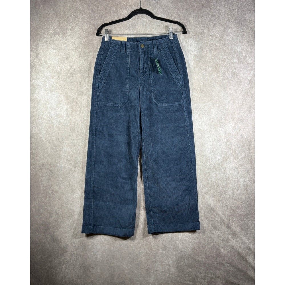 LL Bean Pants Womens 2 Pet Blue 207 Vintage Corduroy Wide Leg High Rise NEW